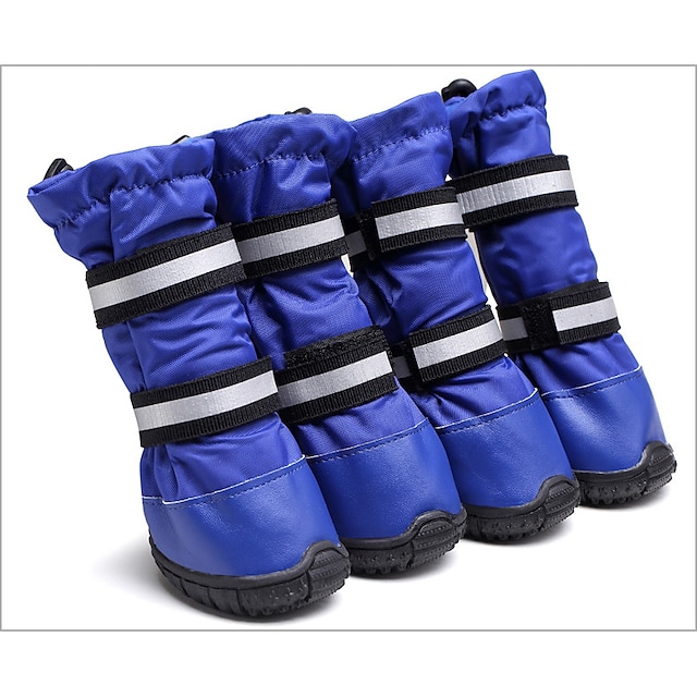  boty pro psy nepromokavé boty pro velké psy,boty pro psy zateplená podšívka protiskluzová gumová podrážka do sněhu zima,protiskluzová podrážka chrániče tlapek 4ks (l, modrá)