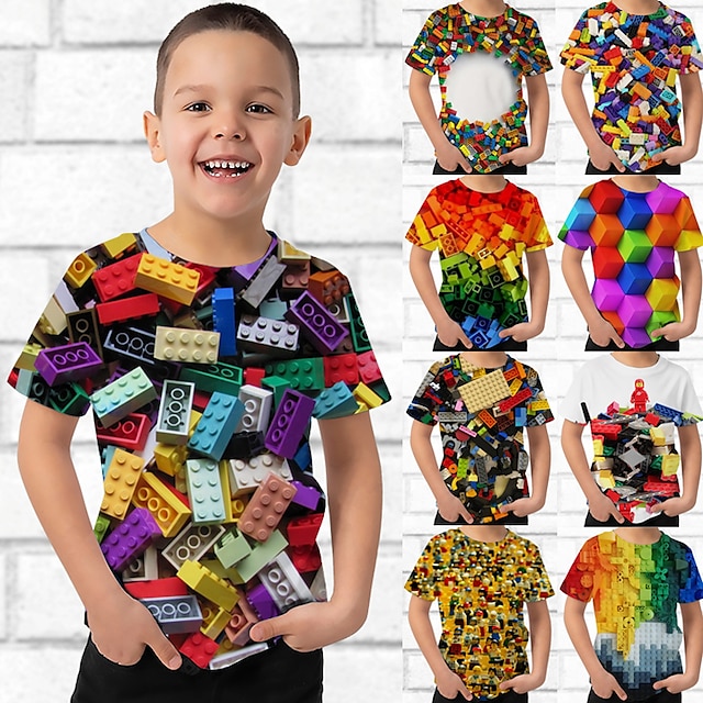  Kids Boys' T shirt Tee Short Sleeve Graphic 3D Print Kid Top Optical Illusion Daily Outdoor Active Streetwear Sports Summer Tee 3-12 Years
