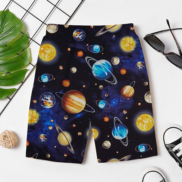  Boys 3D Graphic Galaxy Shorts Summer Spring Active Streetwear 3D Print Polyester Kids 3-12 Years Outdoor Street Sport Regular Fit