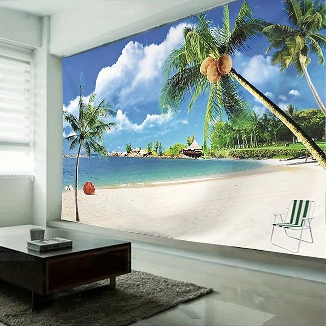 Beach Coconut Tree Hanging Tapestry Wall Art Large Tapestry Mural Decor