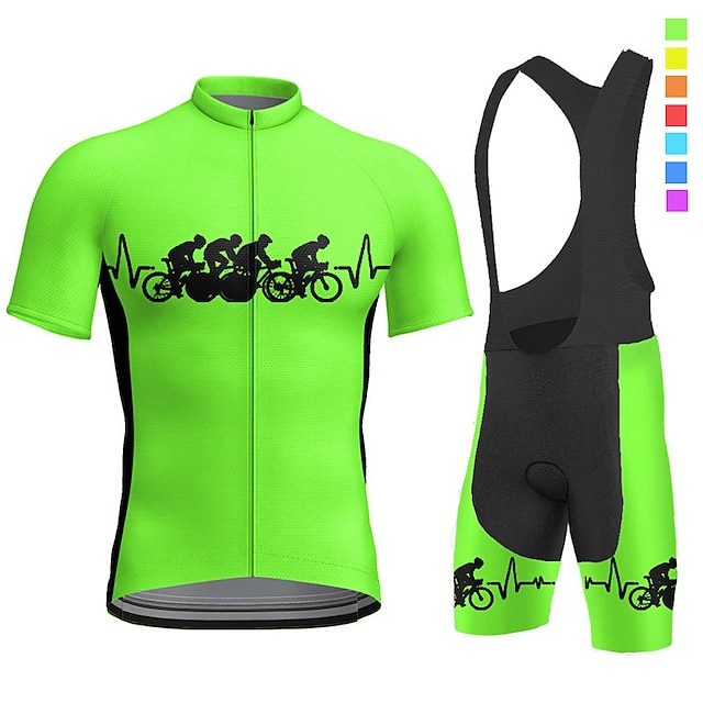  21Grams Men's Cycling Jersey with Bib Shorts Short Sleeve Mountain Bike MTB Road Bike Cycling Yellow Red Blue Graphic Bike Quick Dry Moisture Wicking Spandex Sports Graphic Clothing Apparel