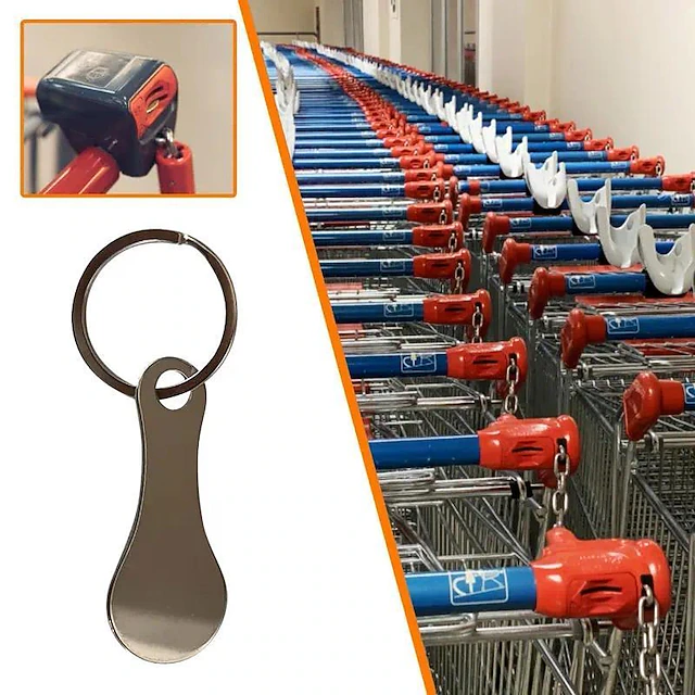 Shopping Trolley Tokens, Metal Aluminum Alloy Key Ring Keychain