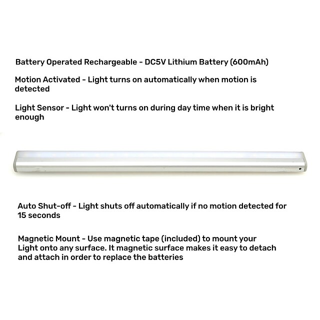 Rechargeable Motion Sensor Light Bed Lamp LED Under Night Light