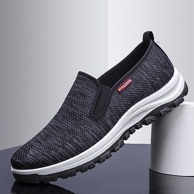 Men's Loafers & Slip-Ons Comfort Shoes Outdoor Daily Casual Tissage Volant Walking Shoes Breathable Black Grey Summer Spring