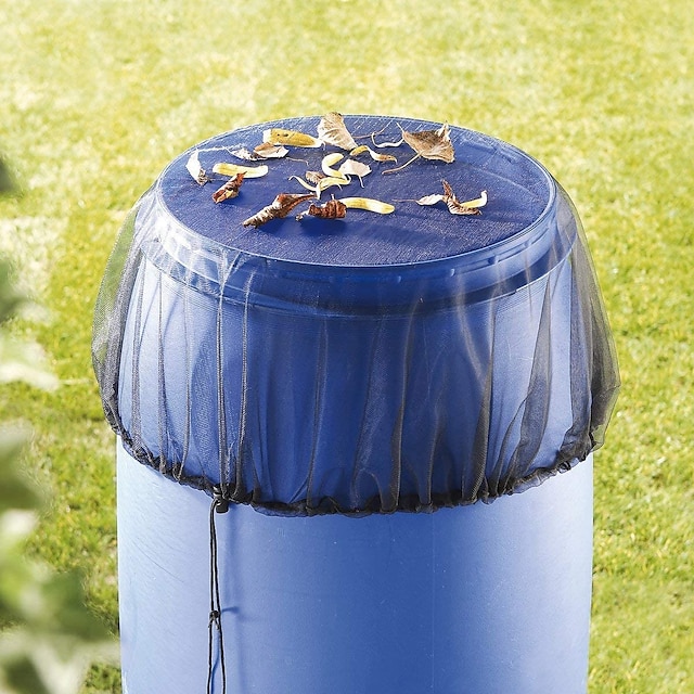  capa de malha para barris de chuva com cordão, protetor de tanque de baldes de coleta de água, capa de tela de rede de balde de chuva para jardim ao ar livre, 37,4 polegadas