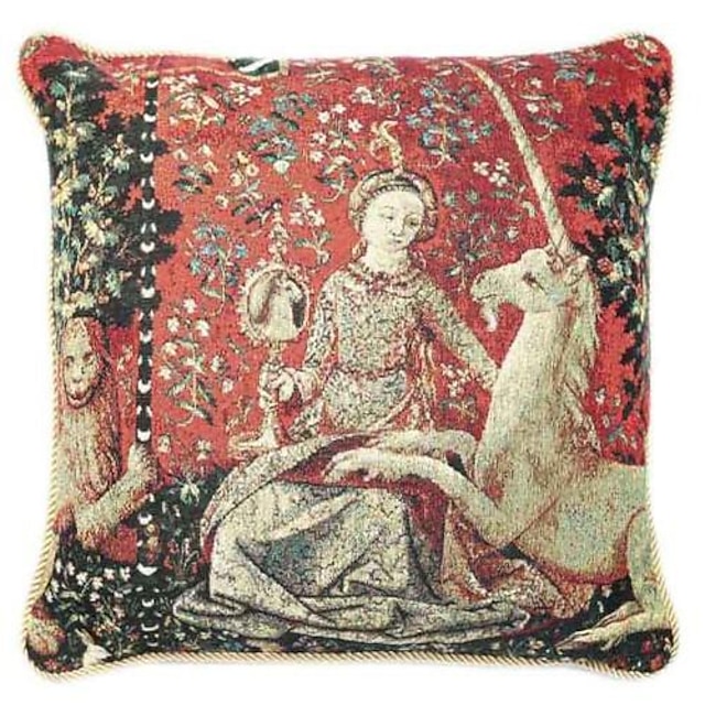  gobelin aubusson tapeçaria capa de almofada senhora unicórnio jacquard travesseiro decorativo para casa sala de estar quarto sofá sofá