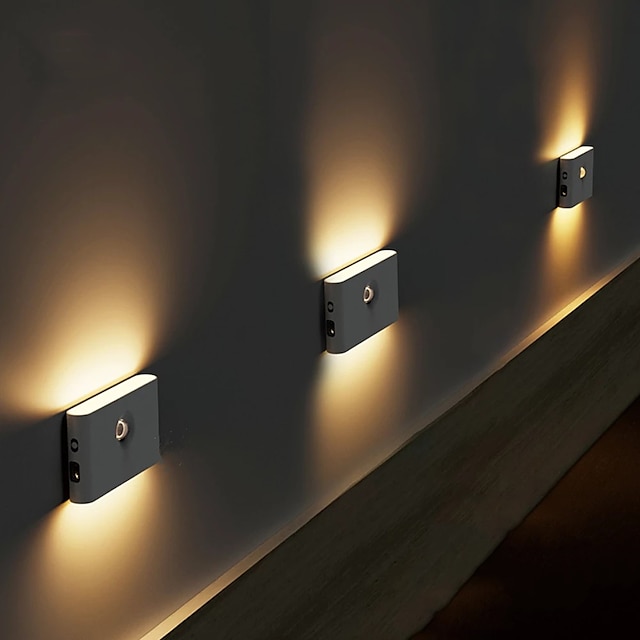  luces de noche led sensor de movimiento usb recargable vinculación inducción luz de noche inalámbrica gabinete de cocina pasillo lámpara de noche para dormitorio escalera de casa iluminación de
