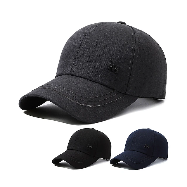 Men's Baseball Cap Sun Hat Trucker Hat Black Dark Navy Polyester Adjustable Streetwear Stylish Casual Daily Outdoor clothing Holiday Plain Sunscreen Breathable 8