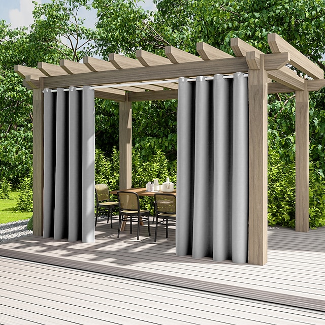  2 paneler utomhusgardiner vattentäta för inomhusbröllop uteplats tjock avskildhet grommet gardiner för bröllop sovrum, vardagsrum, veranda, pergola, cabana