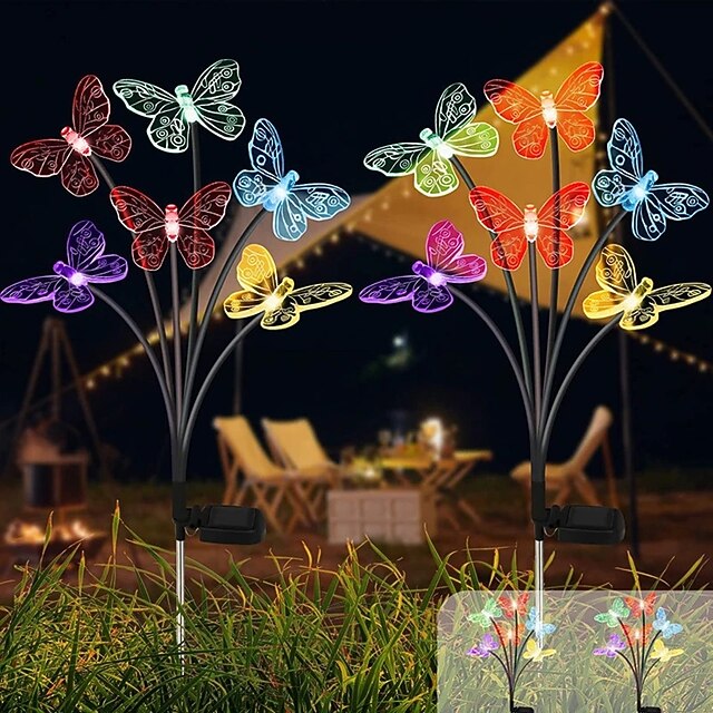 Solar Butterfly Lights Outdoor 6LED Decorative Solar Lawn Lamp