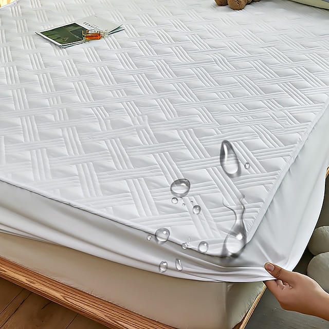  bomuldsmadrasbeskytter vandtæt lagnet blødt quiltet monteret åndbart vandtæt madraspudebetræk sengetøj til børn pottetræning queen size madrasbeskyttelse med 2-12 tommer