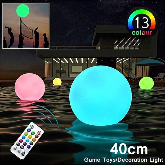  16 couleurs led ballon de plage rougeoyant 40 cm 60 cm télécommande étanche gonflable flottant piscine lumière cour pelouse fête lampe