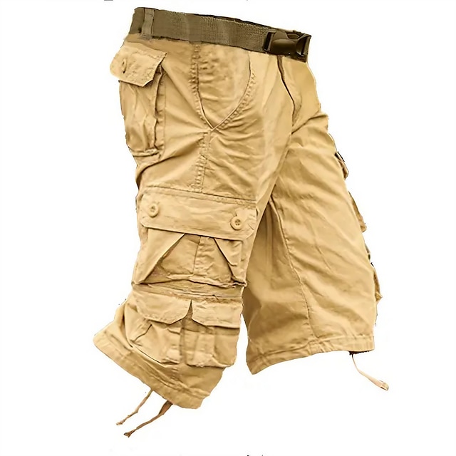  Men's Cargo Shorts Hiking Shorts Plain 10 Pockets Comfort Breathable 100% Cotton Outdoor Daily Going out Fashion Casual Wine Khaki