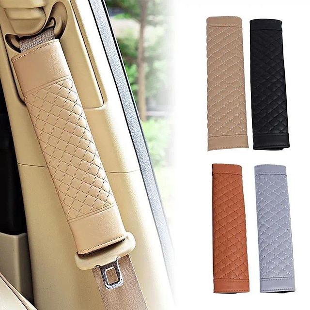  1 par elegante cinto de segurança de carro de couro sintético alça de ombro almofada capa de almofada protetor de cinto de carro para adultos crianças