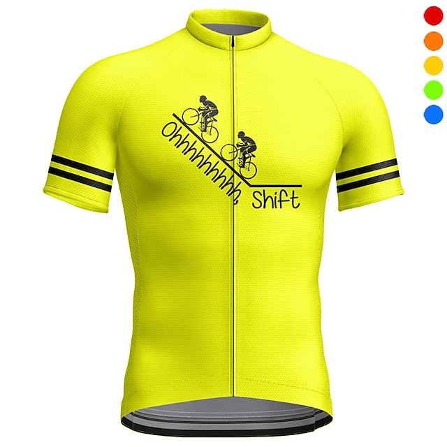  21Grams Men's Cycling Jersey Short Sleeve Bike Top with 3 Rear Pockets Mountain Bike MTB Road Bike Cycling Breathable Quick Dry Moisture Wicking Reflective Strips Yellow Red Blue Graphic Sports