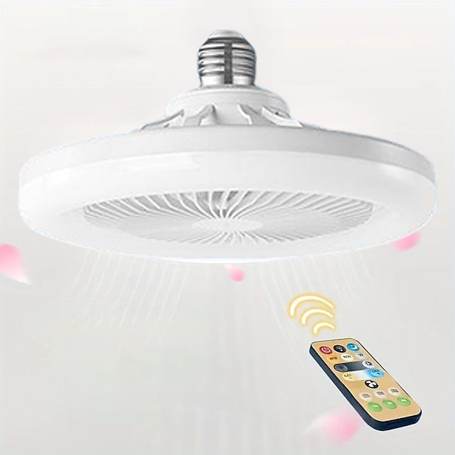  Ceiling Fan With Lights Fan Light E27 Base 3000K-6000K Enclosed Low Profile Fan Lights LED Dimmable Light Kit Lamp Modern Silent Indoor Flush Mount Ceiling Fan For Living Room Bedroom Easy To Install