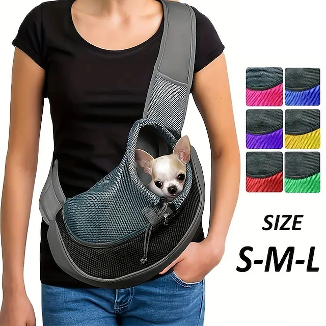 Cat Dog Carrier Bag Travel Backpack Shoulder Messenger Bag Sling Shoulder Bag Portable Breathable Solid Colored Fabric Small Dog Purple Yellow Blue 25