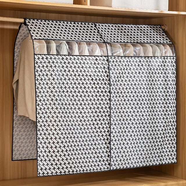  Houndstooth Pattern Clothes Dust Cover, Extra Large Hanging Garment Bags for Closet Storage Bottom Enclosed Garment Rack Cover Sealed Wardrobe Clothes Protector for Coats, Suits, Dresses