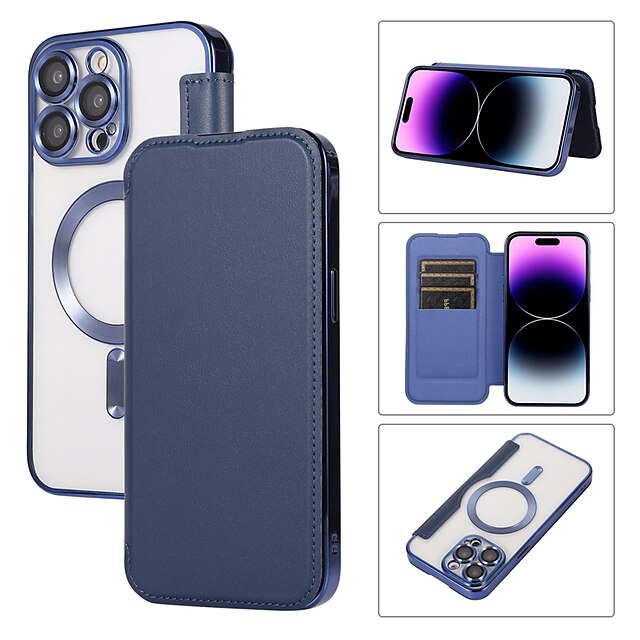  Phone Case For iPhone 16e iPhone 16 iPhone 15 Pro Max Plus iPhone 14 13 12 Pro Max Plus Wallet Case Flip Cover With Magsafe with Stand Holder Magnetic Full Body Protective Solid Color TPU PU Leather