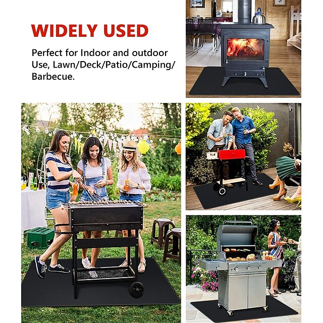 Under Grill Mats for Outdoor Grill, DoubleSided Fireproof Deck and