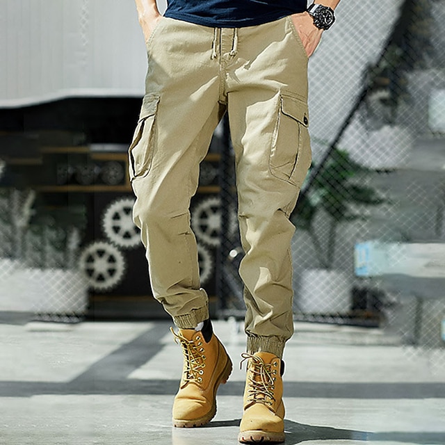  Men's Cargo Pants Cargo Trousers Plain Pocket Comfort Breathable 100% Cotton Outdoor Daily Going out Fashion Casual Black Army Green