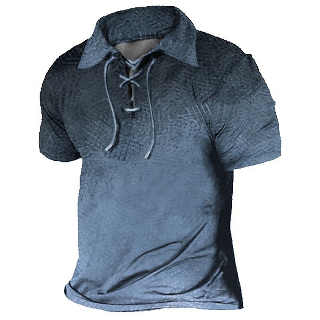  Men's Polo Shirt Golf Shirt Gradient Graphic Prints Turndown Yellow Blue Green Gray Outdoor Street Short Sleeve Drawstring Print Clothing Apparel Sports Fashion Streetwear Designer