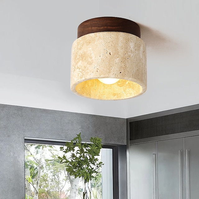  led loftslampe 12cm geometriske former indbygningslys keramisk træ kunstnerisk stil formel stil loftslampe til korridor varm hvid 110-240v