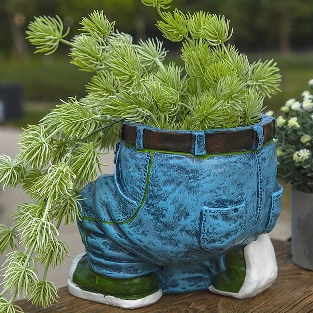Funny Indoor And Outdoor Flower Pots Resin Denim Pants Ornaments ...
