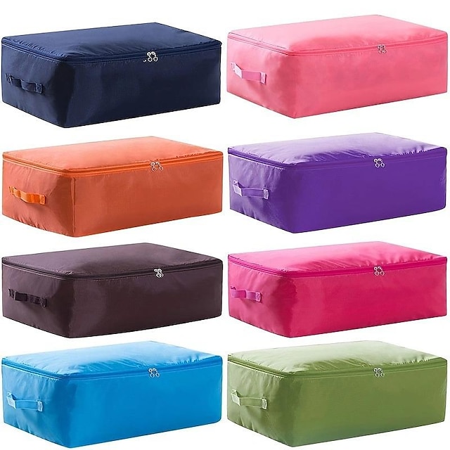  Large Clothes Storage Bag, Zipper Clothes Organizer With Handle, Space Saver Containers For Bedding