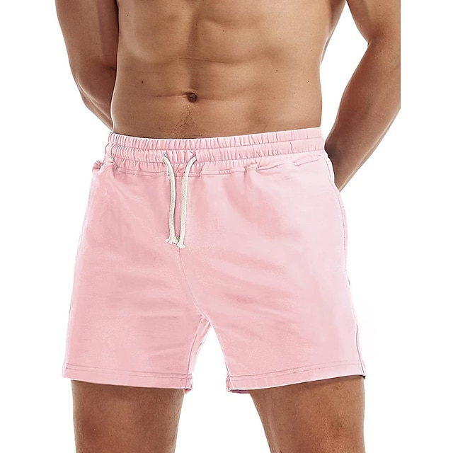  Herr Rosa shorts Atletiska shorts Svett shorts Träningsshorts Ficka Slät Komfort Andningsfunktion Utomhus Dagligen Utekväll Mode Ledigt Svart Vit