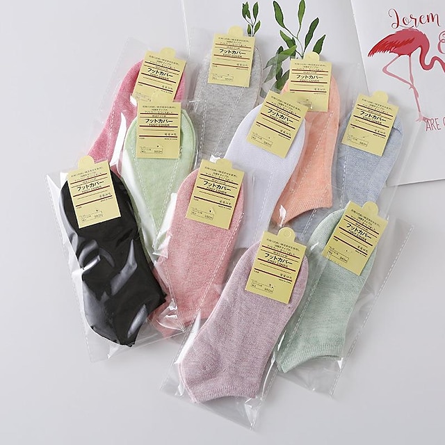  samostatně balené barevné bavlněné dámské lodní ponožky, jednobarevné dámské krátké ponožky, jednotlivě balené v opp sáčku jako dárek
