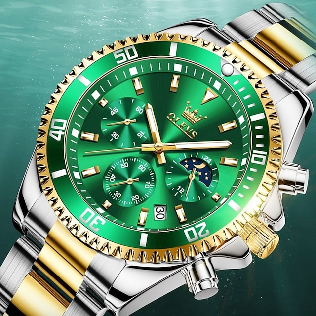  OLEVS Quartz Watch for Men Fashion Luxury Dive Classic Quartz Men's Wristwatches Sports Waterproof Stainless Steel Strap Watches