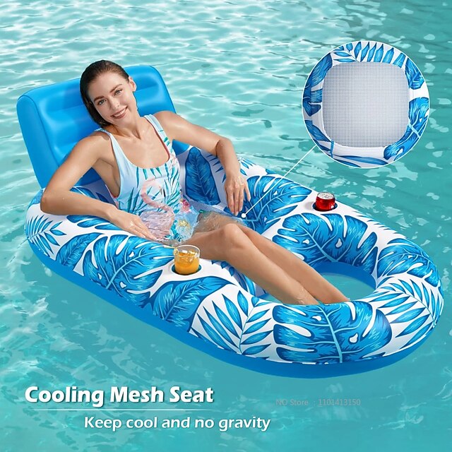  Floating Water Hammock Recliner Foldable Inflatable Swimming Air Mattress Bed Sea Swimming Ring Pool Party Toy Float Lounge Bed