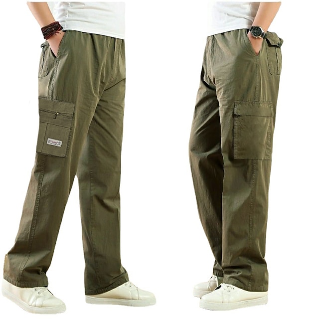 Men's Cargo Pants Cargo Trousers Trousers Work Pants Elastic Waist Multi Pocket Plain Comfort