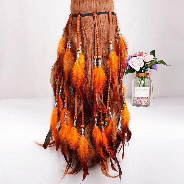 Opaska do włosów w stylu boho Opaska na głowę z pawim piórem Indyjskie ręcznie tkane nakrycia głowy z piór Akcesoria do włosów