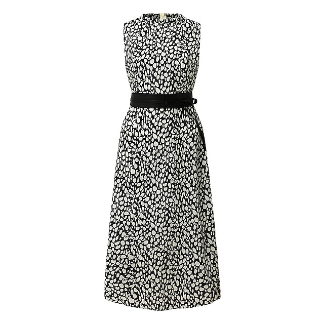 Women‘s Sheath Dress Midi Dress Khaki Sleeveless Color Block Leopard ...