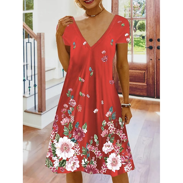 Abito Donna Estivo Floreale Bohémien | Manica Corta, Collo Alto, In Poliestere, Taglie S-XXL - Foto 4