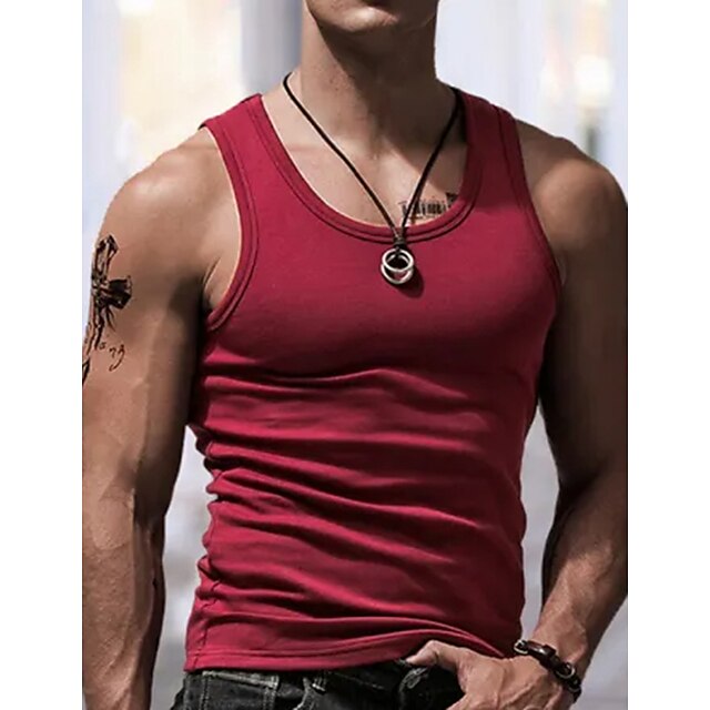  Men's Tank Top U Neck Plain / Solid Outdoor Going out Sleeveless Clothing Apparel Fashion Designer Muscle