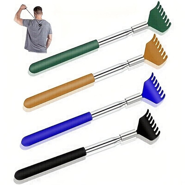  1pc uitschuifbare ruggenkrabber voor mannen en vrouwen, roestvrijstalen telescopische backscratchers reliëfhulpmiddel, draagbare stimulator scratchers, leuke cadeaus voor volwassenen, kinderen en