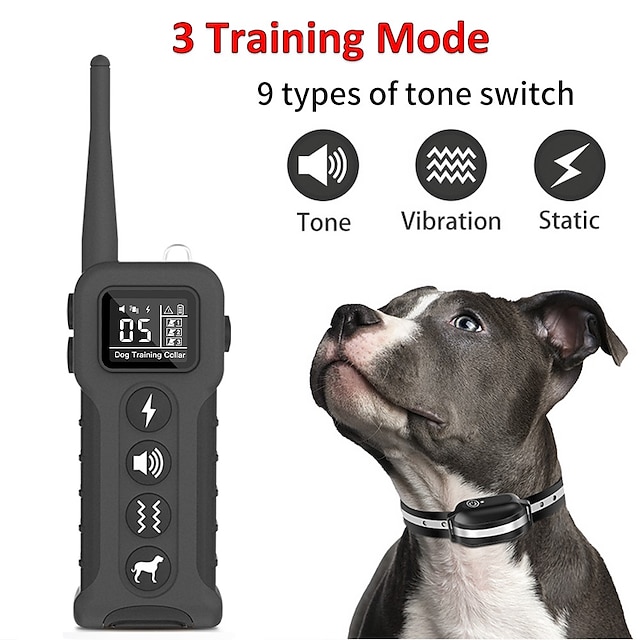  3300 Fuß langes Trainingshalsband für Hunde mit Fernbedienung, 9-Ton-Option, wiederaufladbares, wasserdichtes IPX7-Schwimmschock-Trainingshalsband