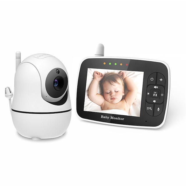  babyvakt - 3,5-skärms video babymonitor med kamera och ljud - fjärrkontroll pan-tilt-zoom nattseende vox-läge temperaturövervakning vaggvisor 2-vägs samtal 960ft räckvidd