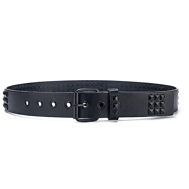 Men's Faux Leather Belt Studded Decor Belt Black Alloy Punk Fashion Gift Hip Hop Plain Daily Wear Going out Weekend 10