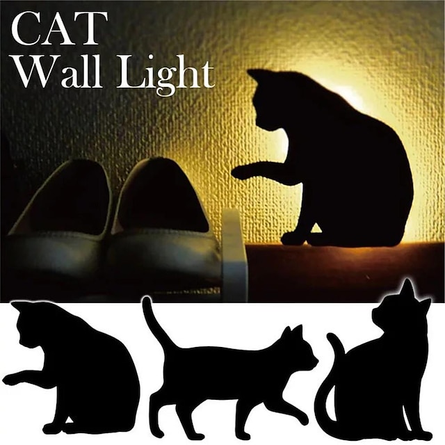  Led Sensor Night Light Animal Cat Sound Control Shadow Lamp Projection Light Wall Light For Kids Bedroom Home Decoration