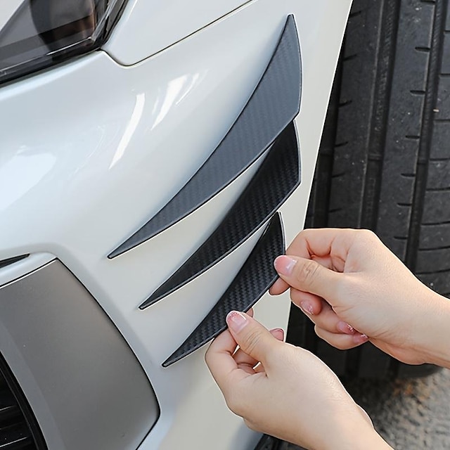  6pcs adesivo de faixa de pára-choque de fibra de carbono: proteger &amplificador; decore seu carro com spoiler de pára-choque dianteiro universal anti-riscos!