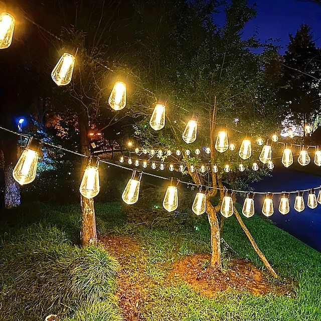  outdoor lichtslingers op zonne-energie 20 vintage lampen 5m 16.4ft voor camping patio tuin led-lampen op zonne-energie waterdicht led-licht met zonnepaneel voor thuis tuin festival bruiloft tent