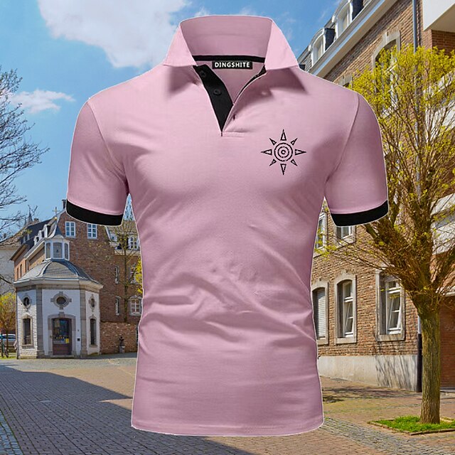 Men's Sport Polo Polo Shirt Casual Holiday Lapel Short Sleeve Fashion Basic Plain Button Summer