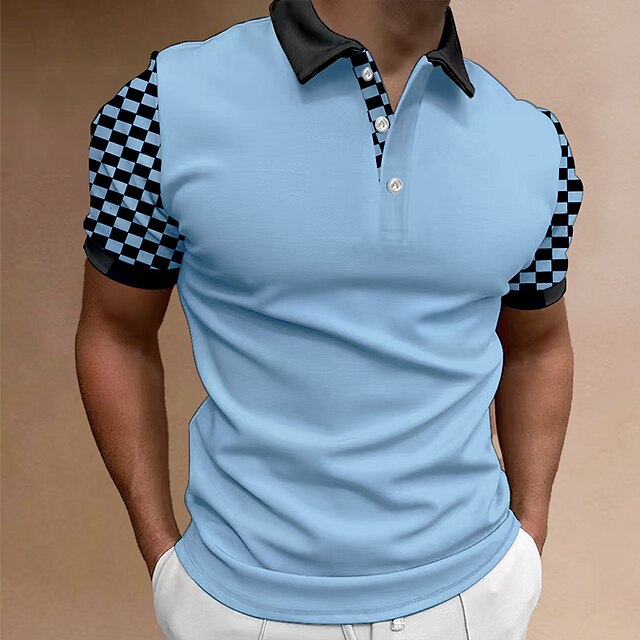 Men's Button Up Polos Golf Shirt Casual Holiday Lapel Classic Short ...