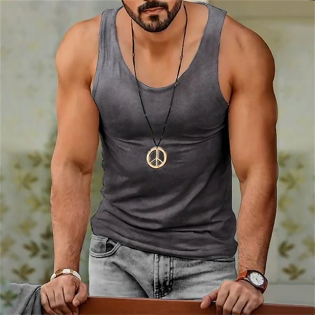 Men's Tank Top Vest Top Undershirt Sleeveless Shirt Sleeveless Crew Neck Summer Plain Fashion Designer Muscle Outdoor Going out Gym White Yellow Red Top Tee for Men 7