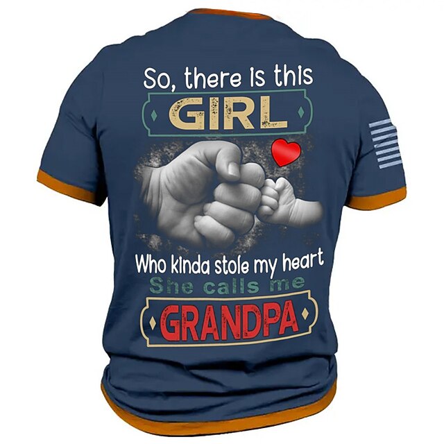 Grandpa Men's Graphic T-Shirt - My Granddaughter Stole My Heart Family Love Gift Short Sleeve Tee2