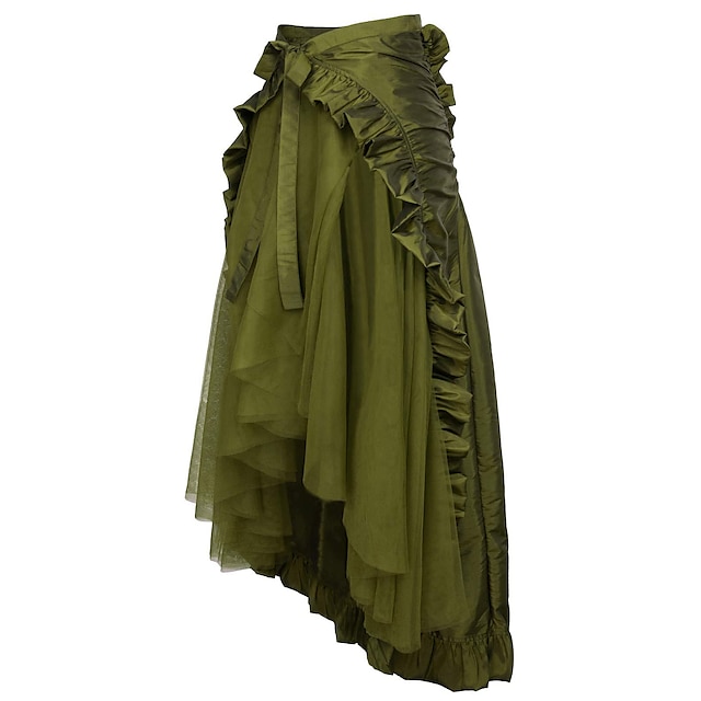 Retro Vintage Medieval Renaissance Ruffle Dress Skirt Pirate Women's ...